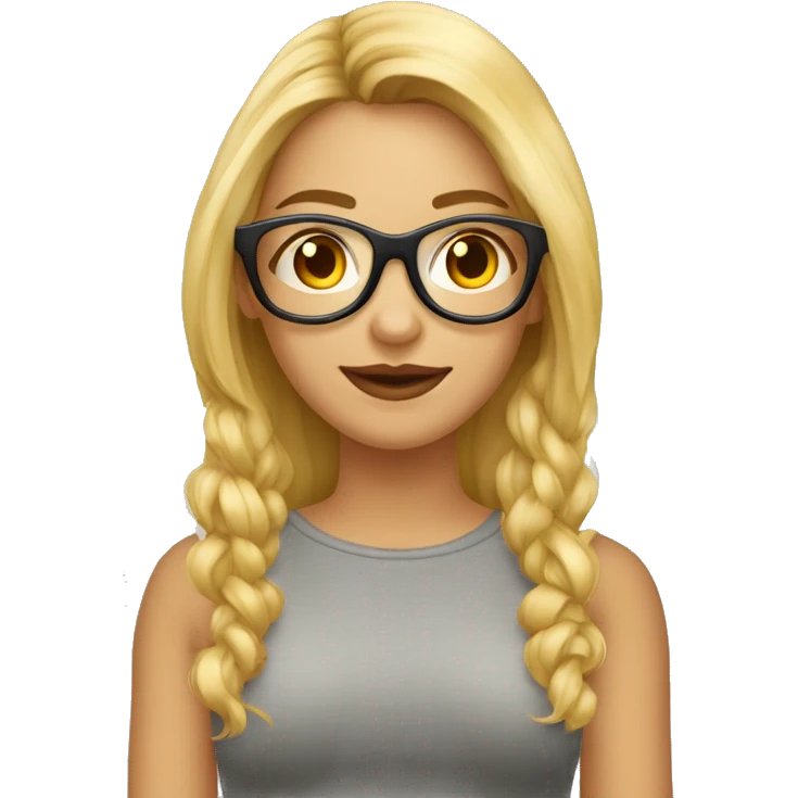 Mujer joven con gafas de cabello corto rubio con un diablito  emoji