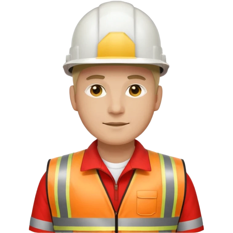 Arquitecto con casco blanco pero con chaleco de color rojo y cinta reflectiva de color dorado emoji