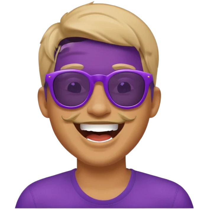 A man with purple sunglasses, laughing emoji