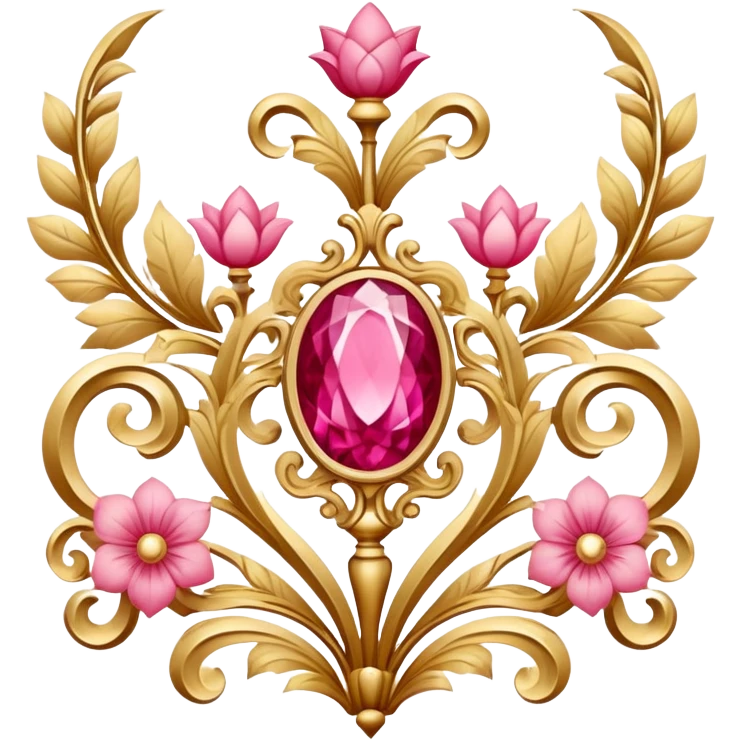 Reddish-pinkish and gold and white romantic vintage aesthetic deco emoji