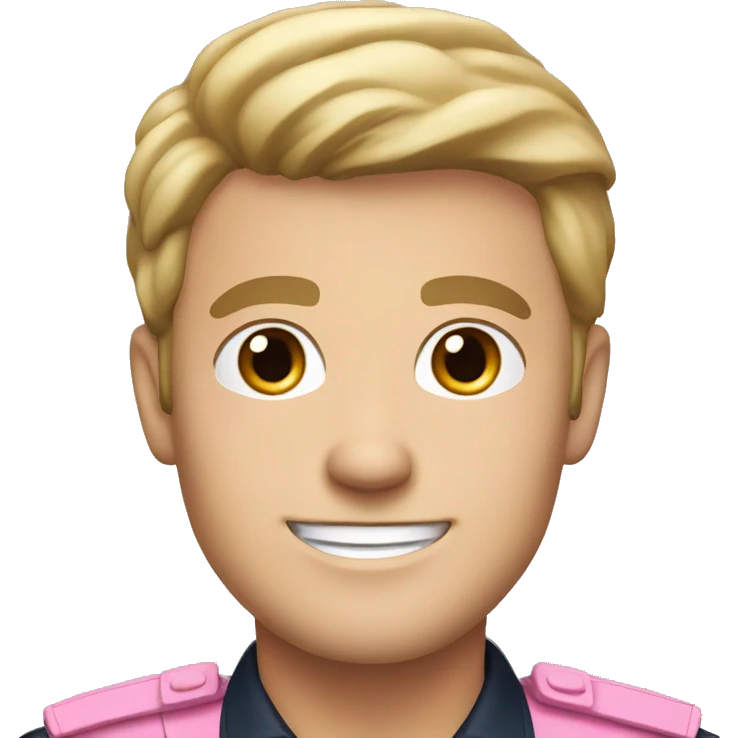 white male smiling with dark hair wearing a pink police uniform emoji