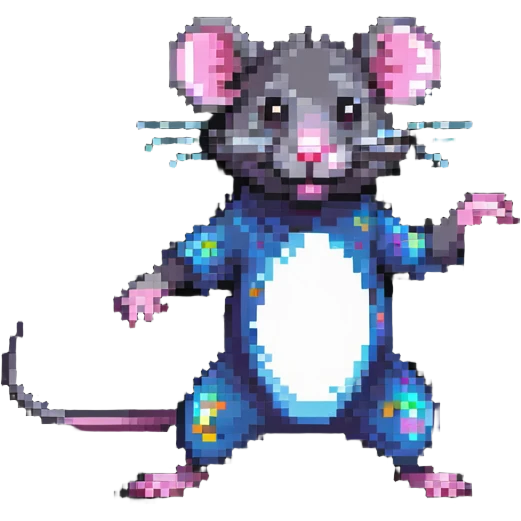 Pixel art rat doing a disco dance move emoji