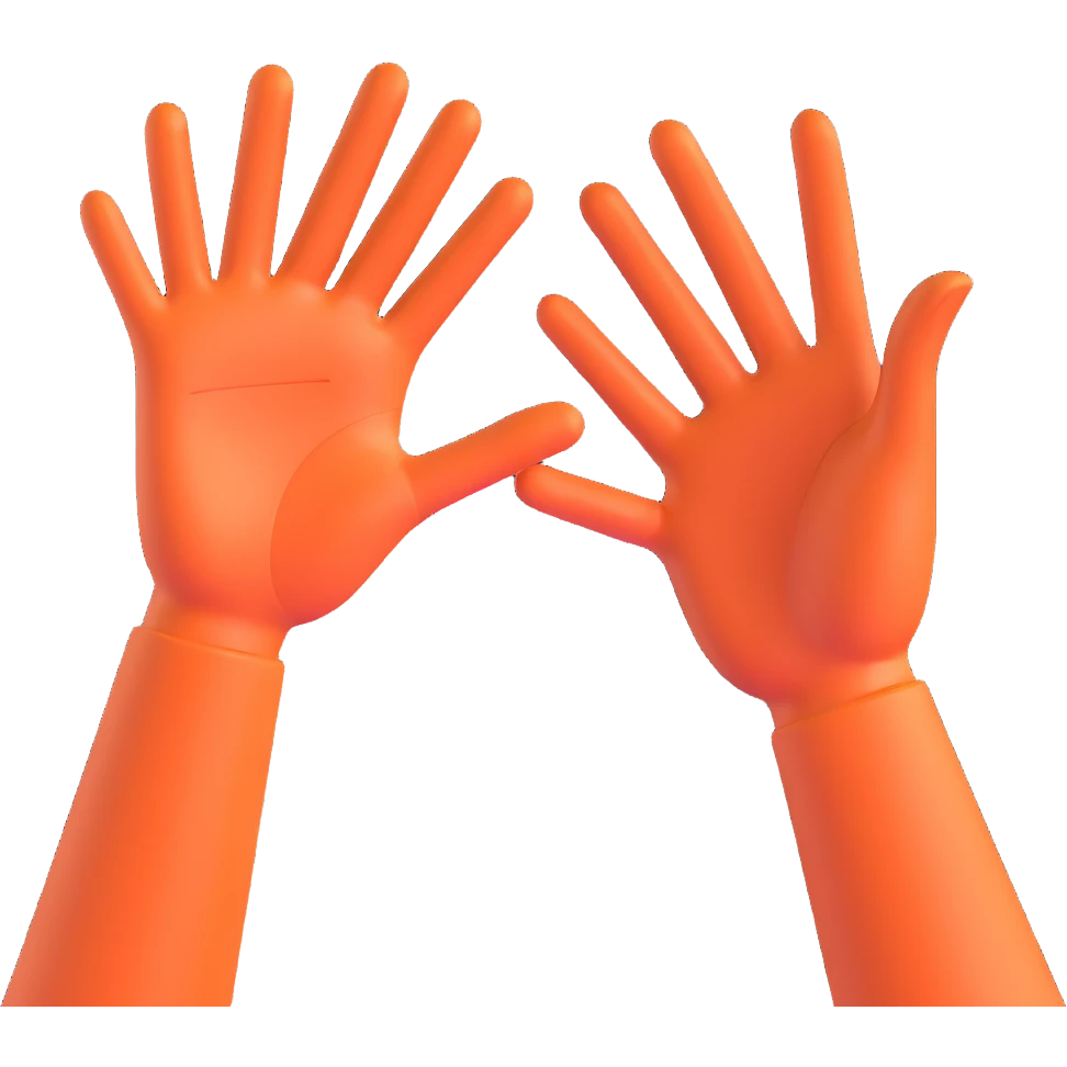 Two open hands in emoji style, tilted to the right as if pushing a swing, with motion lines behind them to show movement. Minimal background, clean cartoon style emoji