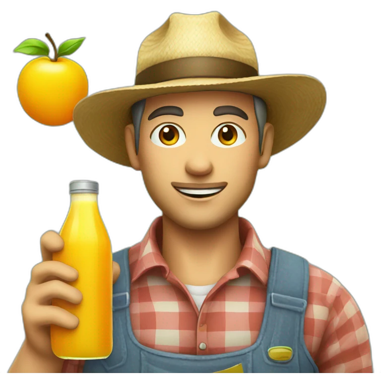 male farmer with hat and juice bottle emoji