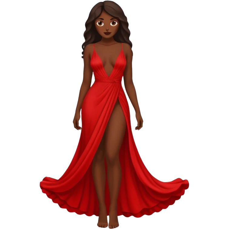 Dark skin sexy nude emoji in red dress showing ass emoji