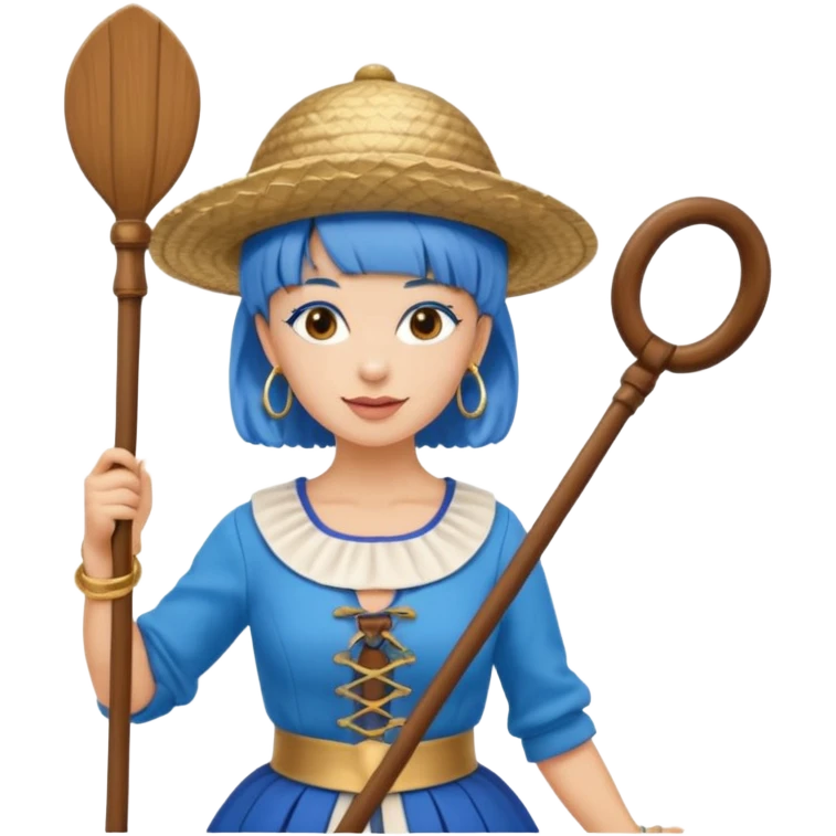 venice gondolier woman fat earring wearing blue hair emoji