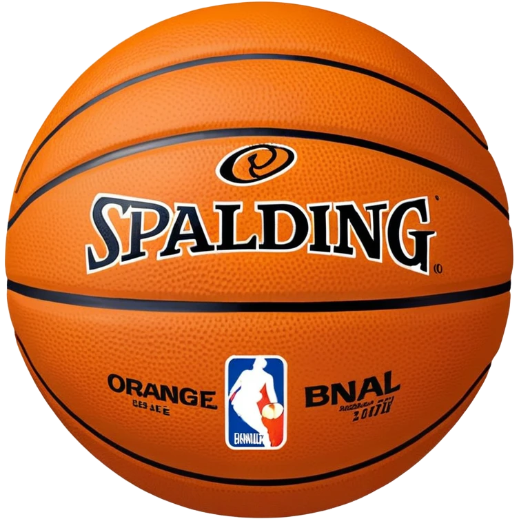 Minimalist basketball in classic orange color with small Spalding and NBA logos emoji