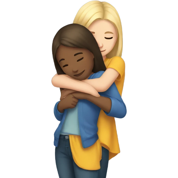 Girl hugging another girl emoji
