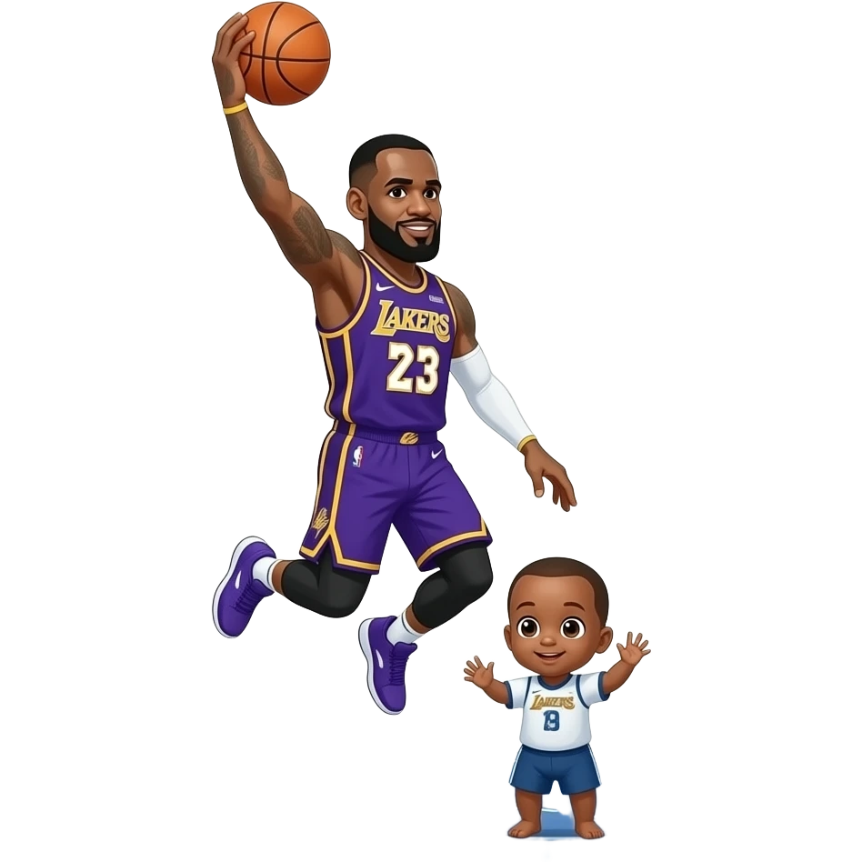 lebron james dunking on a baby emoji