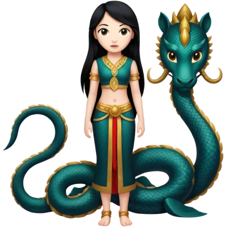 naked girl whole figure together with the nagas stant att attetiont emoji