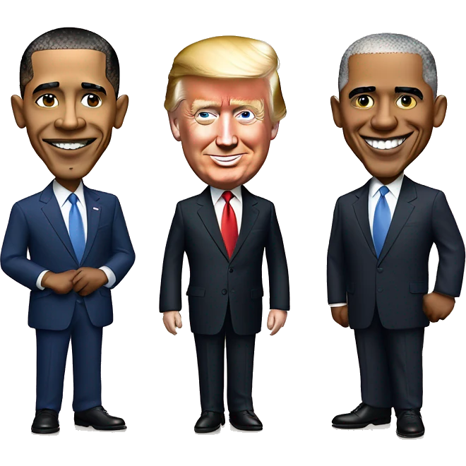 Barack Obama with Joe Biden and Donald Trump emoji