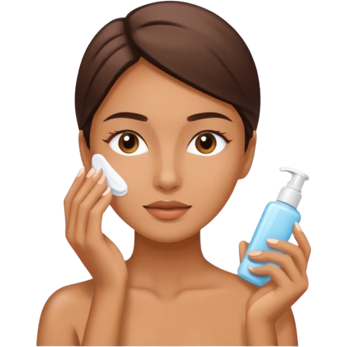 Perempuan lagi skincare (tapi yang lebih ketutup) fokus di muka emoji