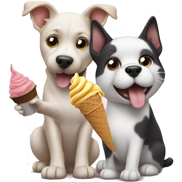 Cat and dog eating ice cream  emoji