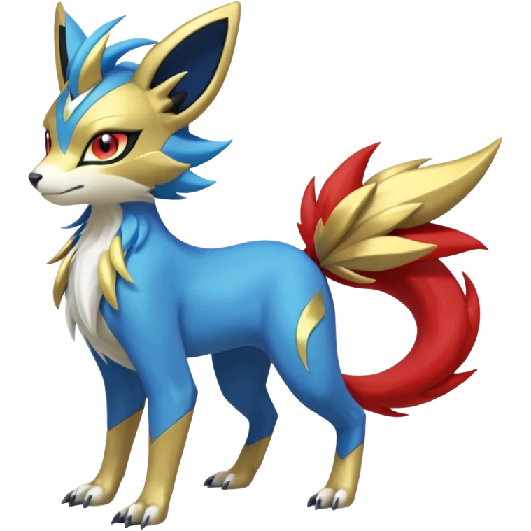 Feral Quadrupedal Digitigrade Meloetta-Luxray-Renamon-Manectric-fusion-hybrid-creature, full body  emoji
