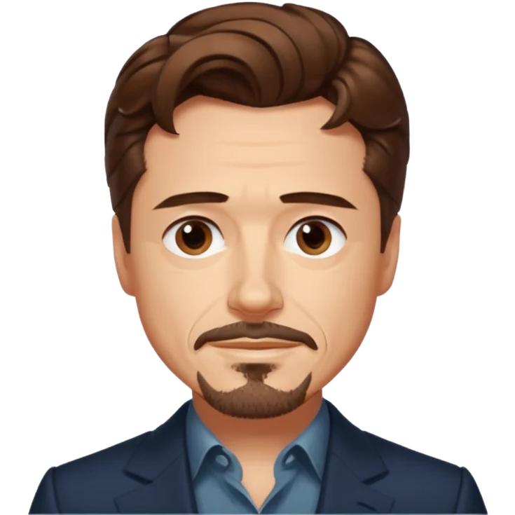 Tony Stark with wavy hair smirking emoji
