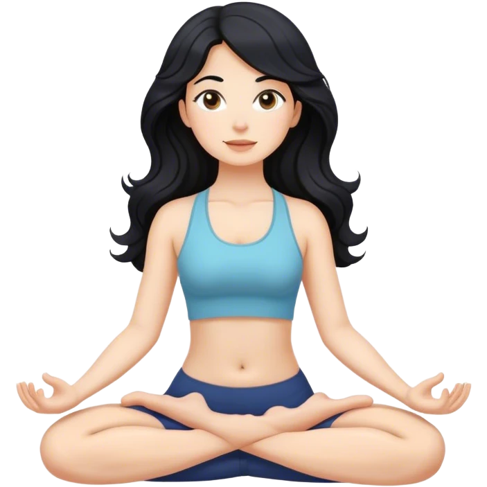 black haired white girl long hair and wavy  yoga emoji
