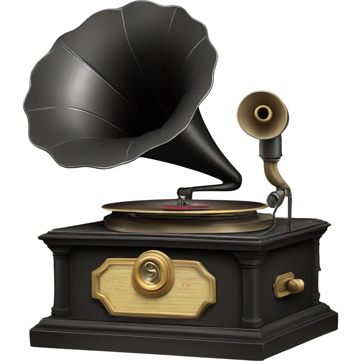 vintage gramophone with stack of vinyl records emoji