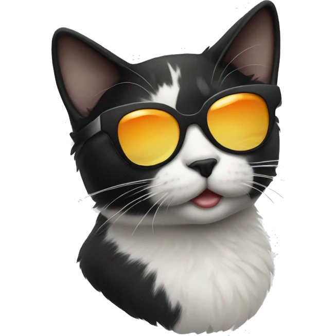 Black and white cat with sun glases emoji