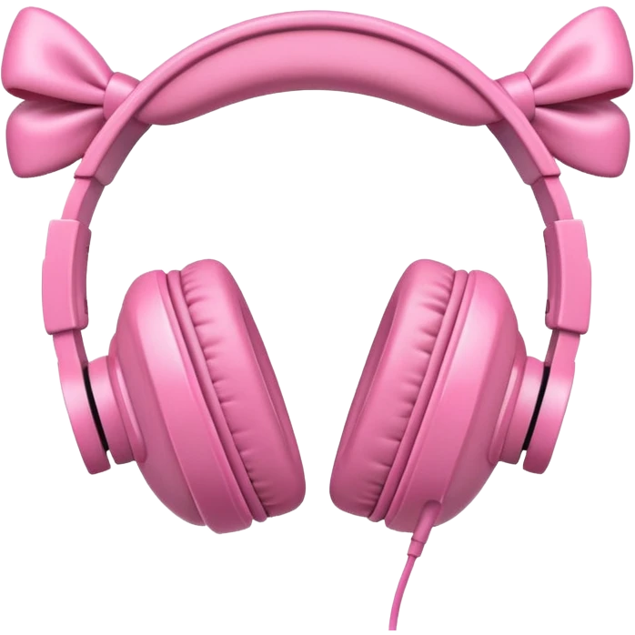 pink headphones with bows, soft and rounded emoji style emoji
