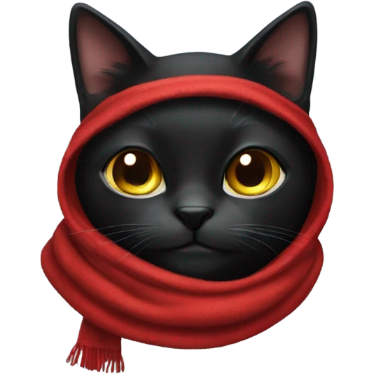 black cat with red scarf emoji