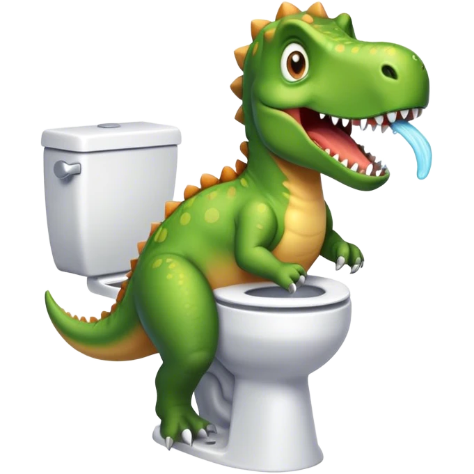 Dinosaur using the toilet emoji