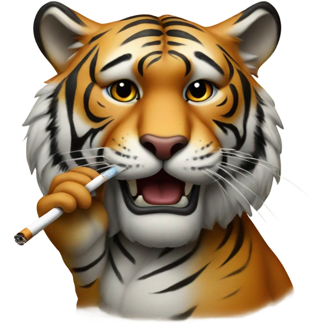 tiger smoking a cigarette and drawing a painting on a canvas  emoji