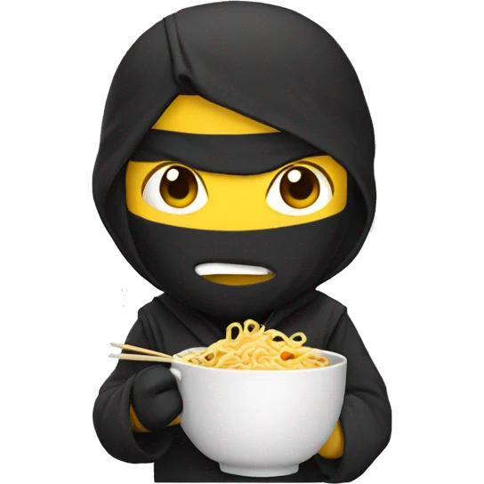 ninja with headphones eating a cup of noodles emoji