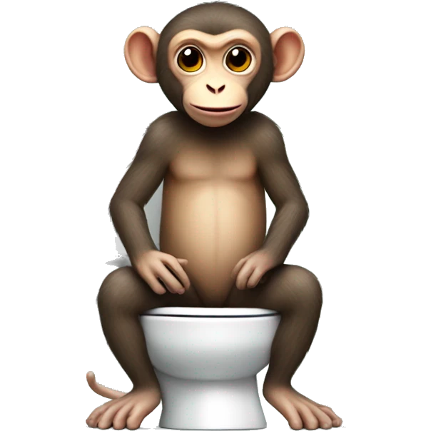 Monkey sitting on a toilet with a naked mole rat emoji