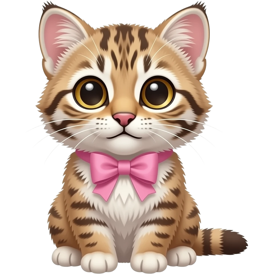 a baby manul with a pink bow emoji