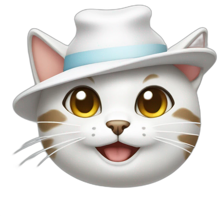 cat with a white hat winking emoji