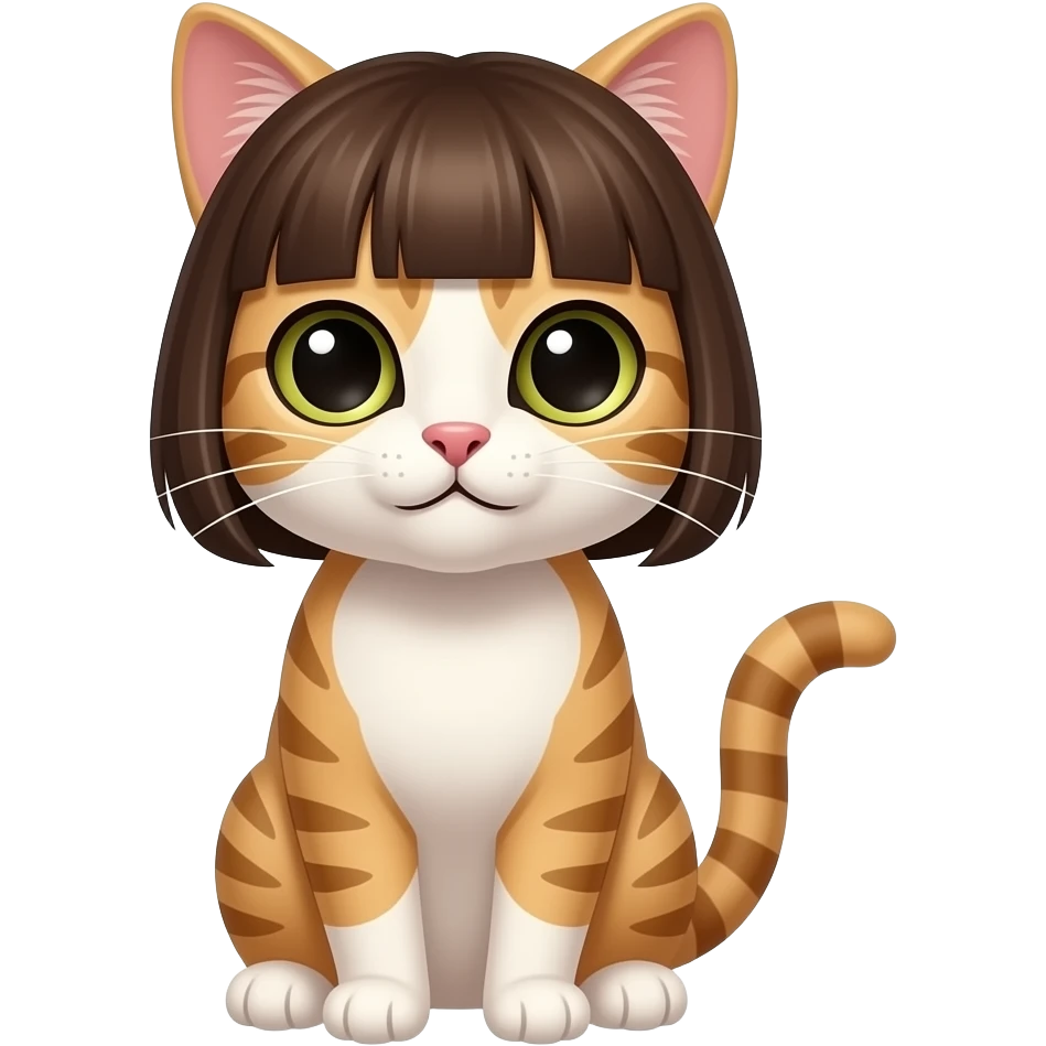 cat with hairstyle and horizontal bangs emoji