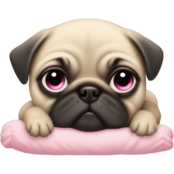 Baby pug with big pink
eyes asleep  emoji