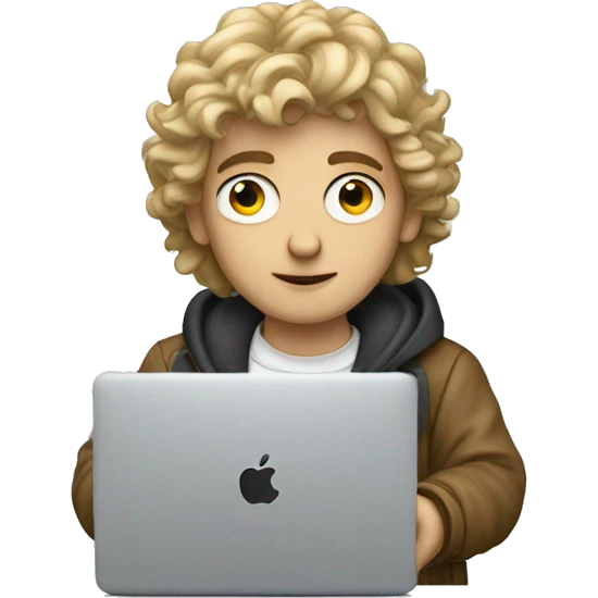 italian white boy Music producer with a Macbook  emoji