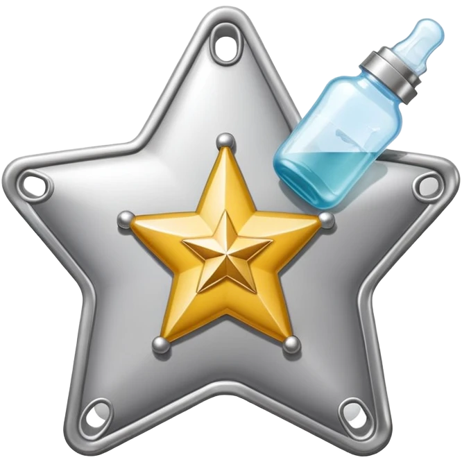 sheriff badge with star and baby feeding bottle in center emoji
