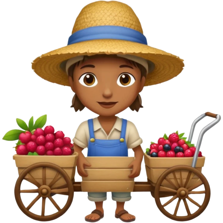 Vendor + berry cart, emoji