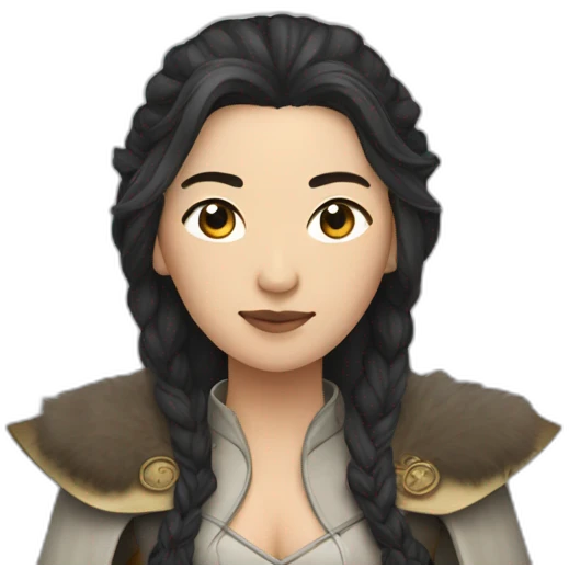 Asian woman white man dressed like game of thrones charactrtd emoji