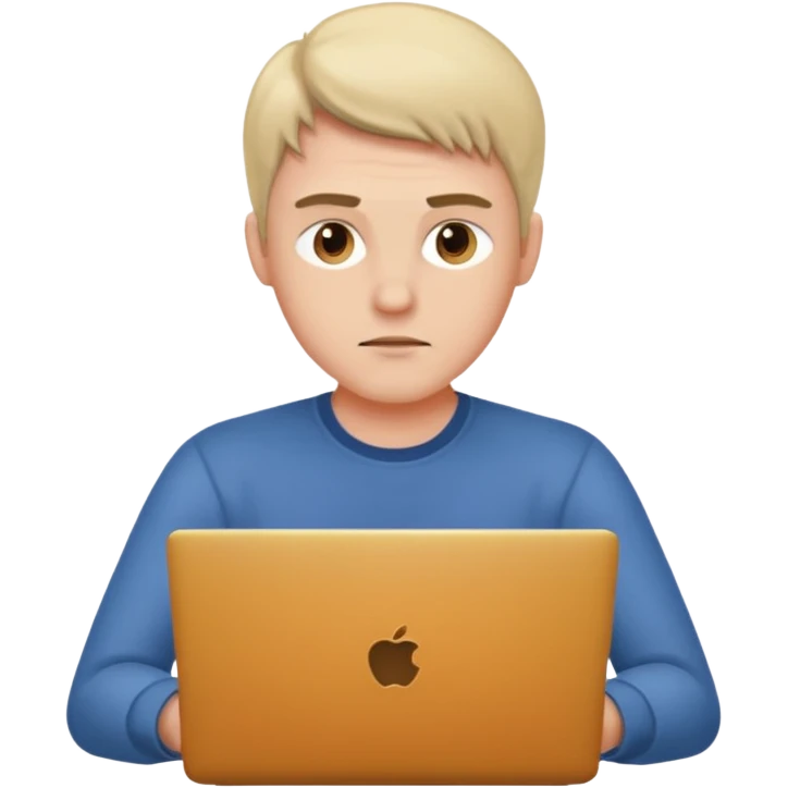 a fair man working on laptop , front view emoji