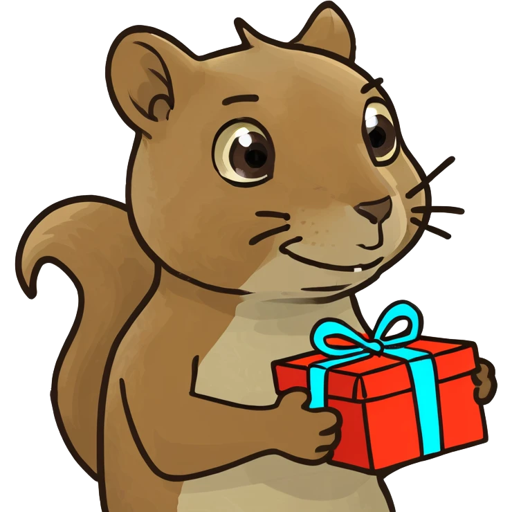 squirrel holding a gift in one hand emoji