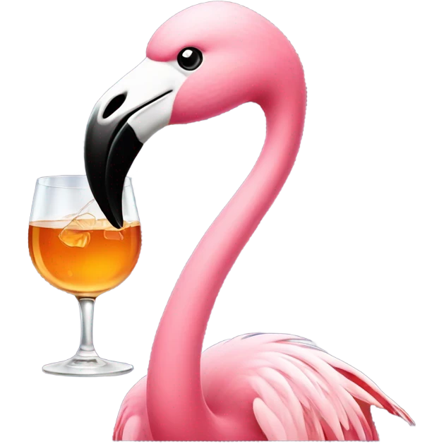 Flamingo drinking whiskey emoji