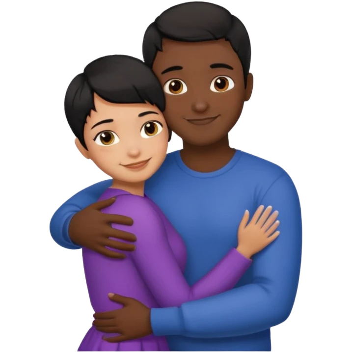 Hot latino man hugging girl black hair pixie cut emoji