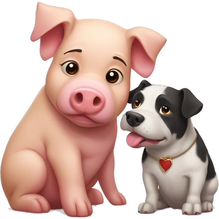 Pig and dog in love  emoji