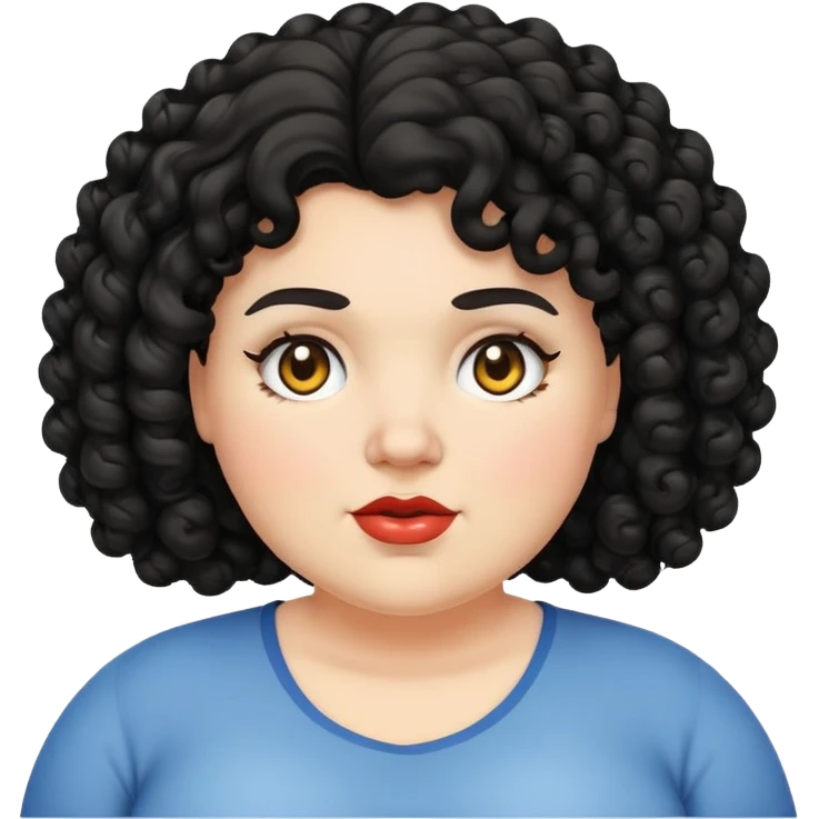 Chunky white woman with black curly hair   emoji
