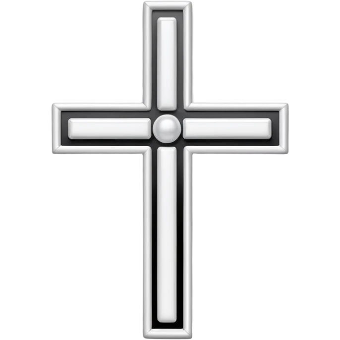 Elegant emoji icon of a white cross made of white beads, glossy surface, subtle shadows, pure white palette, centered emoji