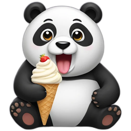 Panda eating ice cream emoji