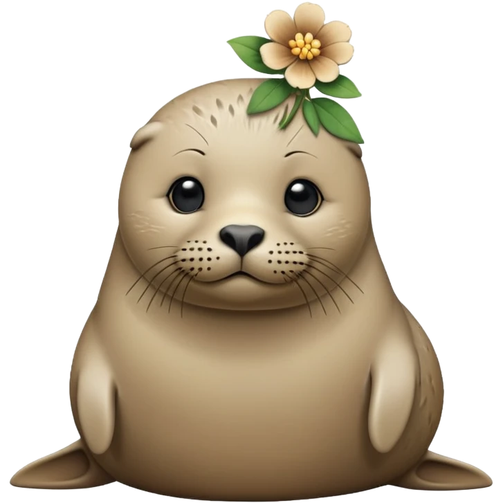 Seal slightly sitting down wth flower hair pin emoji