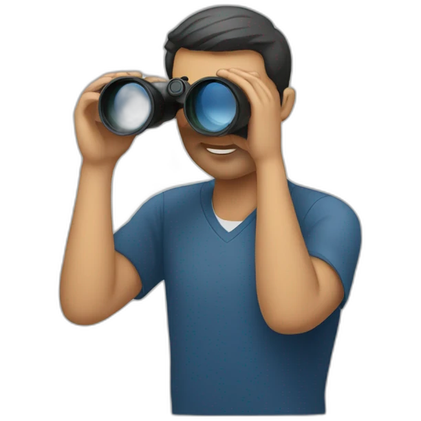 a man holding and looking through binoculars emoji