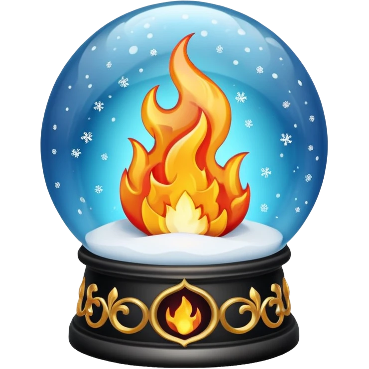 Can you make a snow globe emoji with a flame in it, gothic style emoji