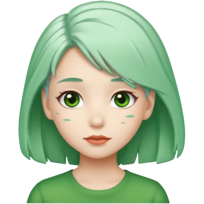 girl with green hair clip, white hair emoji