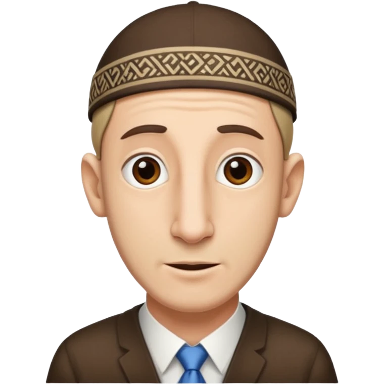 fai un uomo con il naso lungo che pende tipo vilager di Minecraft però mettigli un cappellino ebreo e le ciocche ebree ai lati emoji