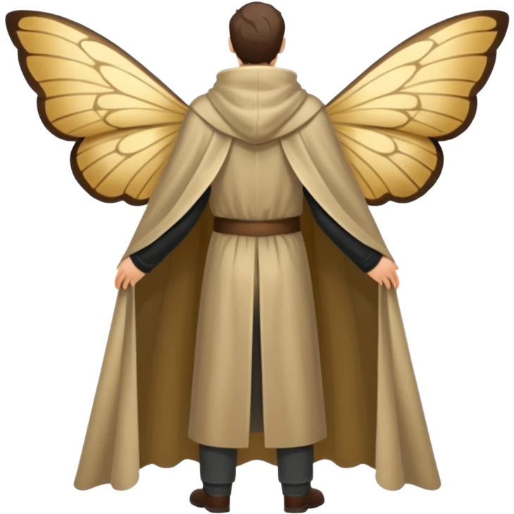 full body man from behind wearing moth wing cloak open back emoji